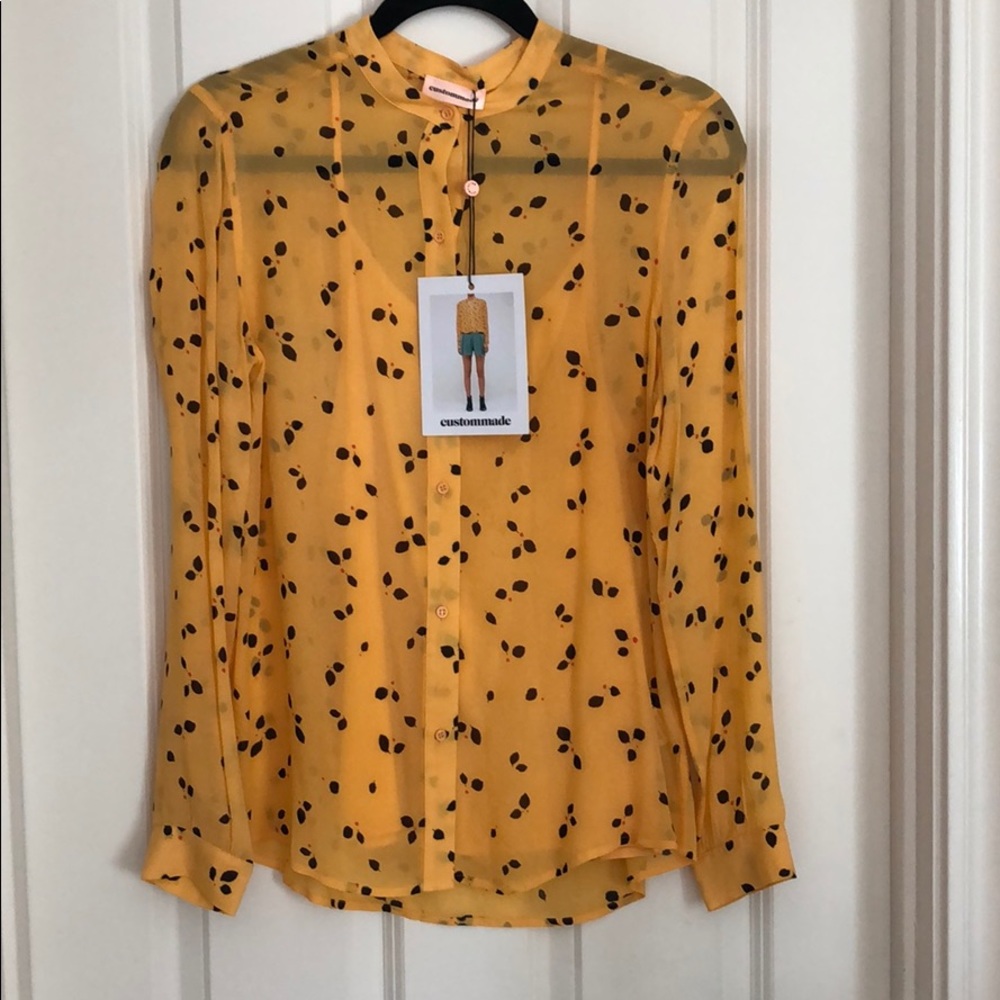 NWT Custommade yellow and black blouse size small